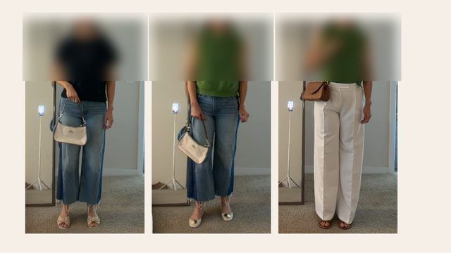Página do dossiê com looks montados para a cliente, rosto desfocado